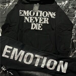 Black 'Emotions Never Die' Hoodie and Pants Set
